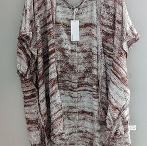 BTFL-Life NEW Nordstrom Metallic Kimono Women's One Size Brown Gold Pink Sheer